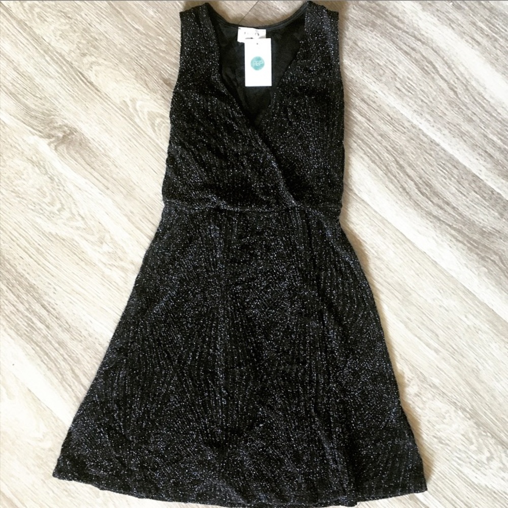 NWT Everly Black Glitter A-Line Dress
